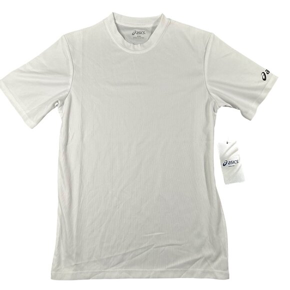 Asics Mens 2XS White Ready Set Short Sleeve Crew‎ Neck Tee T-shirt NWT - Picture 1 of 9